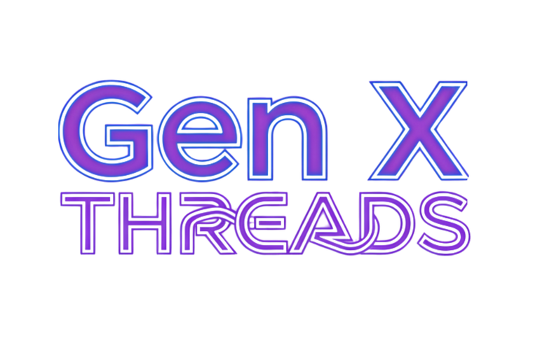 Text 'Gen X THREADS' in purple on a white background